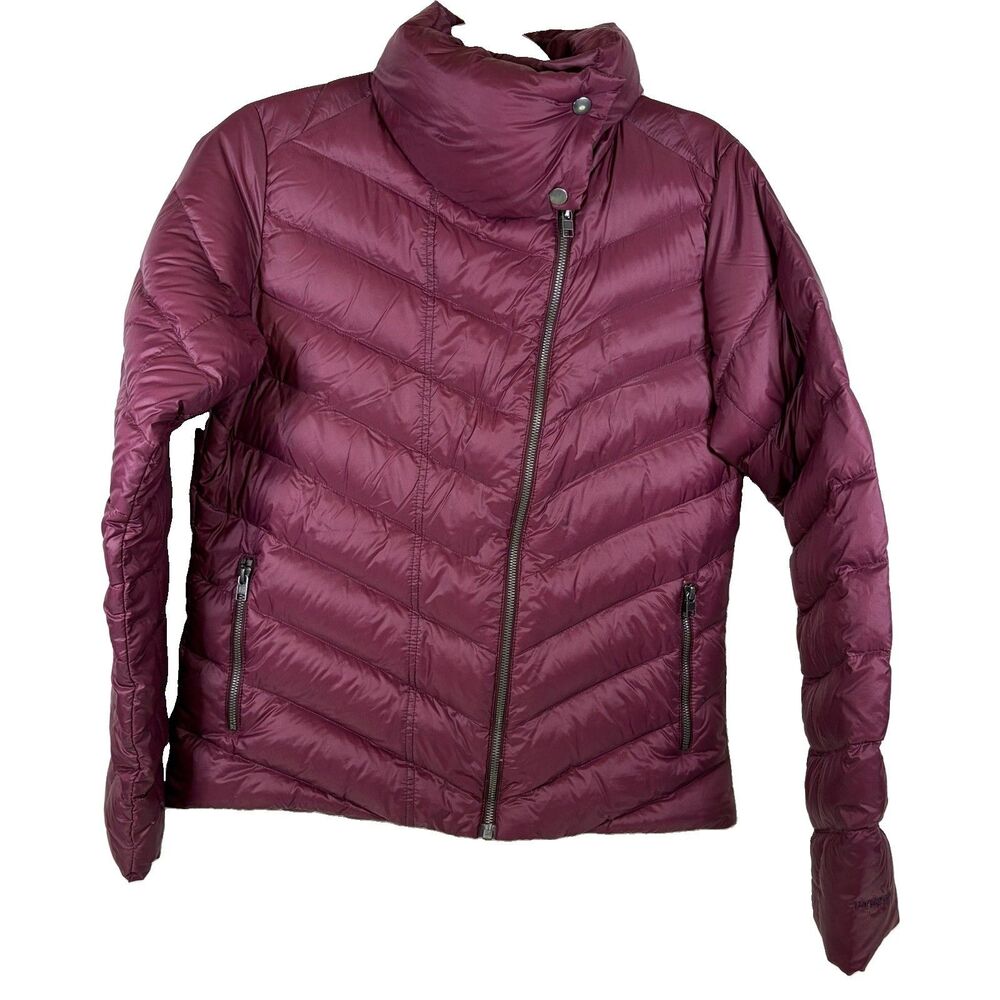 Patagonia Prow Puffer Jacket Women’s Large Maroon Duck Down Coat High Neck